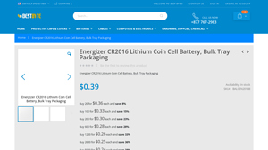 Energizer CR2016 Lithium Coin Cell Battery, Bulk Tray Packaging - cr2016 battery bulk