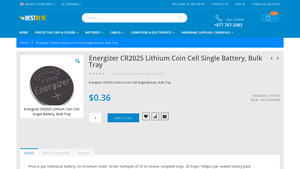 Energizer CR2025 Lithium Coin Cell Single Battery, Bulk Tray - cr2025 bulk