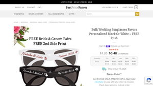 Bulk Wedding Sunglasses Favors Personalized Black Or White - white sunglasses bulk