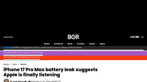 iPhone 17 Pro Max battery leak suggests Apple is finally ... - apple battery company