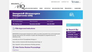 Hemgenix® — Venable's BiologicsHQ - hemgenix manufacturer