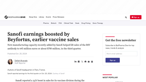 Sanofi earnings boosted by Beyfortus, earlier vaccine sales - beyfortus manufacturer