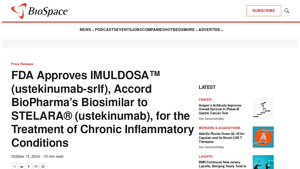 FDA Approves IMULDOSA™ (ustekinumab-srlf), Accord ... - BioSpace - accord drug manufacturer