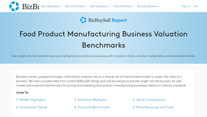 Food Product Manufacturing Business Valuation Benchmarks - BizBuySell - value of a small specialty food manufacturer