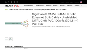 CAT5e 350-MHz Solid Bulk Cable UTP CMR PVC 1000FT Pull-Box - cat5e bulk