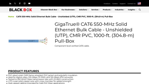 CAT6 550-MHz Solid Bulk Cable UTP CMR PVC 1000FT Pull-Box - cat6 network cable bulk