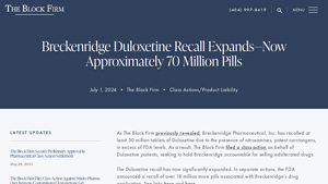 Breckenridge Duloxetine Recall Expands—Now Approximately 70 Million ... - duloxetine recall manufacturer