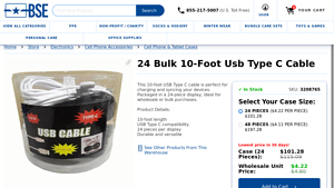 24 Bulk 10-Foot Usb Type C Cable - at - bluestarempire.com - usb type c cable bulk