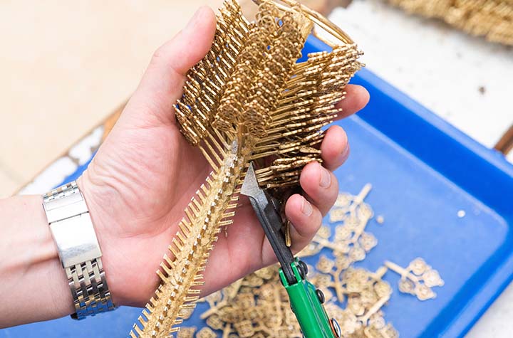A relevant stock photo of brass jewelry manufacturer in a typical setting.