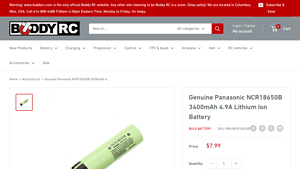 Genuine Panasonic NCR18650B 3400mAh 4.9A Lithium Ion Battery - ncr18650b bulk