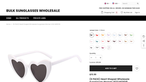 6 PACK Heart Shaped Wholesale Sunglasses Pink Hen Bridal ... - heart shaped sunglasses bulk