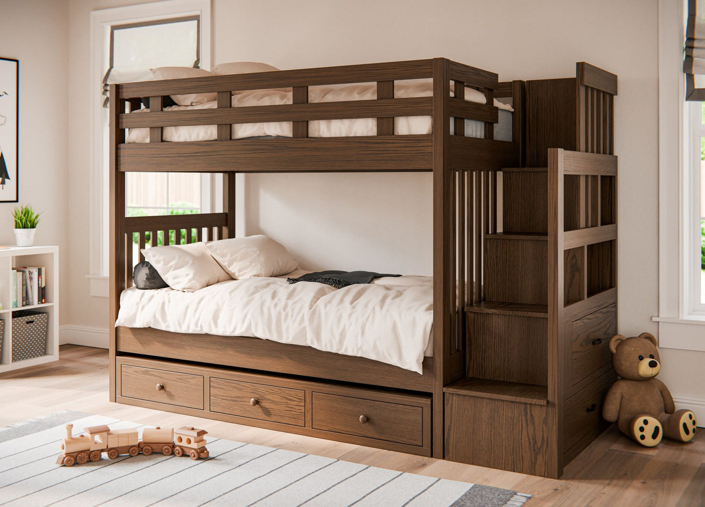 A relevant stock photo of bunk beds custom in a typical setting.