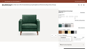 Nomad Performance Velvet Fabric Armchair - Burrow - velvet chair company