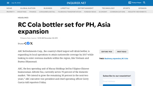 RC Cola bottler set for PH, Asia expansion | Inquirer Business - rc cola manufacturer