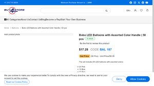 Bobo LED Balloons with Assorted Color Handle | 50 pcs - led balloon wholesale