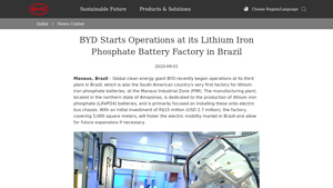 BYD Starts Operations at its Lithium Iron Phosphate Battery Factory ... - lithium phosphate battery factory