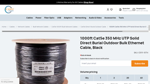 Direct Burial Cat5e Outdoor Waterproof Ethernet Cable - Bulk - cat 5 cable bulk