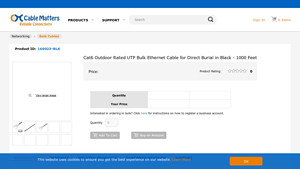 Cat6 Outdoor Rated UTP Bulk Ethernet Cable for Direct Burial in Black - cat 6e cable bulk