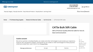 CAT5e Bulk 50ft Cable - CableOrganizer - cat5e bulk