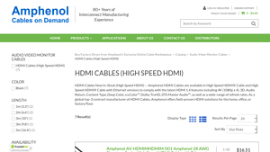 HDMI Cables (High Speed HDMI) - Amphenol Cables on Demand - hdmi to hdmi cable factory