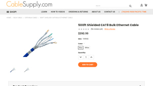 500ft Shielded CAT8 Bulk Ethernet Cable - CableSupply.com - cat 8 ethernet cable bulk
