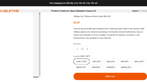 10Gbps Cat 7 Ethernet Patch Cable 50ft 10ft - cabletime - cat 7 ethernet cable bulk