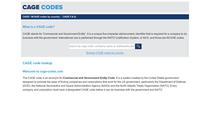 CAGE code lookup - 1992 manufacturer code lookup