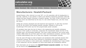 Manufacturers: Hewlett-Packard - calculator.org - manufacturer hewlett-packard