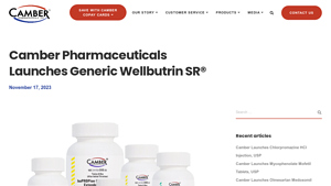 Camber Pharmaceuticals Launches Generic Wellbutrin SR® - best generic bupropion manufacturer