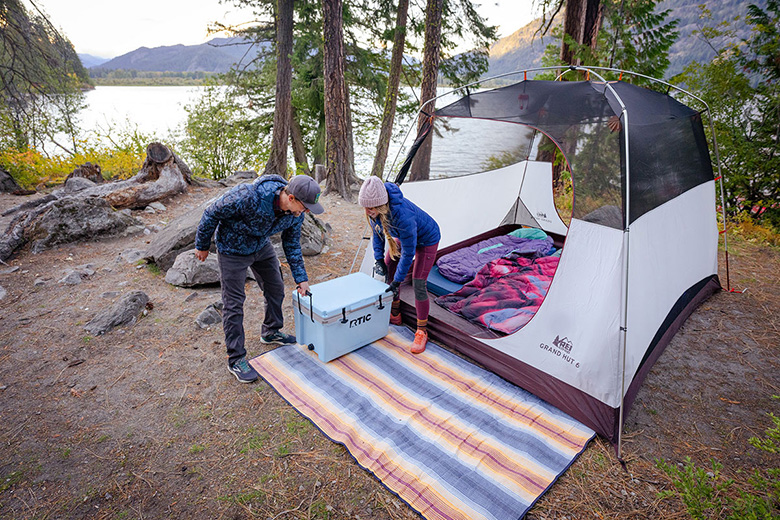 A relevant stock photo of camping gear manufacturer in a typical setting.