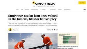 SunPower, a solar icon once valued in the billions, files for bankruptcy - sunlight power company