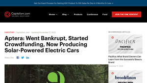 Aptera: Went Bankrupt, Started Crowdfunding, Now Producing Solar ... - aptera car company