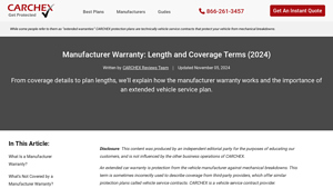 Manufacturer Warranty: Length and Coverage Terms (2024) - Carchex Content - used car manufacturer warranty