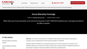 Acura Warranty Coverage - Carchex Content - acura manufacturer warranty