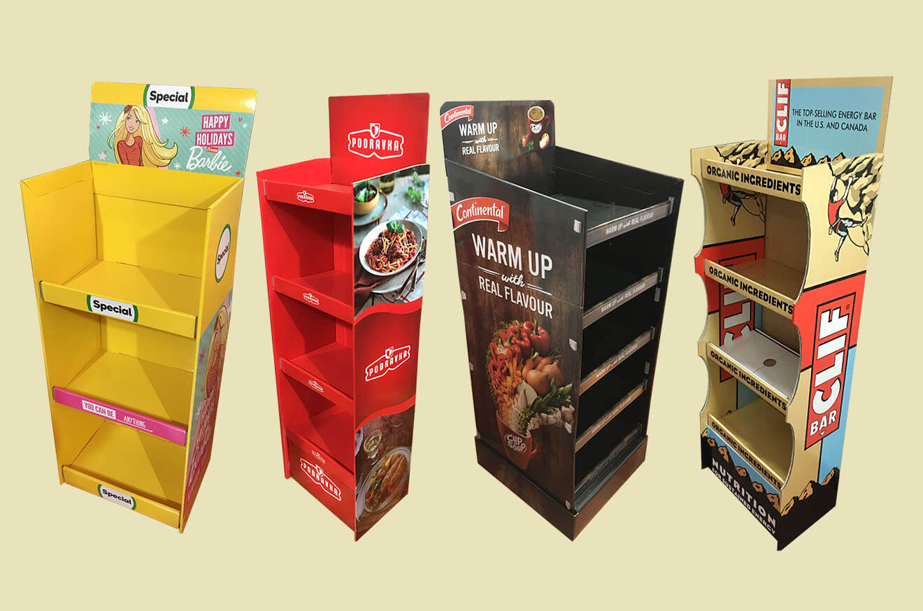 A relevant stock photo of cardboard displays custom in a typical setting.