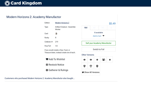 Academy Manufactor | Modern Horizons 2 | Modern | Card Kingdom - academy manufacturer