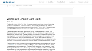 Where are Lincoln Cars Built? - CarsDirect - lincoln manufacturer
