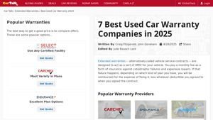 7 Best Used Car Warranty Companies in 2025 - used car manufacturer warranty