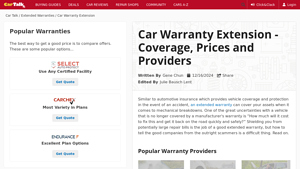 Car Warranty Extension - Coverage, Prices and Providers - auto manufacturer warranty