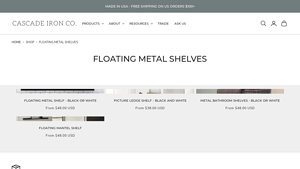 Floating Metal Shelves - Cascade Iron Co - metal wall shelf factory