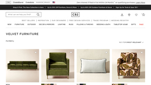 Velvet Furniture - CB2 - velvet chair company