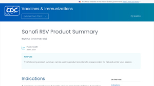 Sanofi RSV Product Summary | Vaccines & Immunizations | CDC - beyfortus manufacturer