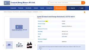 CAS-12772-68-8, Lysol (Cresol and Soap Solution) Manufacturers ... - lysol canadian ownership manufacturer