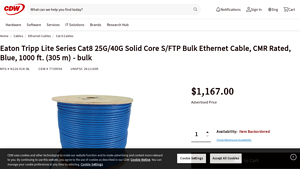 Eaton Tripp Lite Series Cat8 25G/40G Solid Core S/FTP Bulk ... - cat 8 ethernet cable bulk