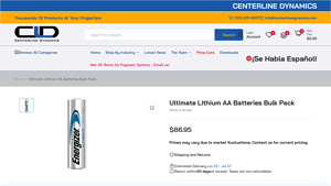 Ultimate Lithium AA Batteries Bulk Pack - Centerline Dynamics - double a batteries bulk