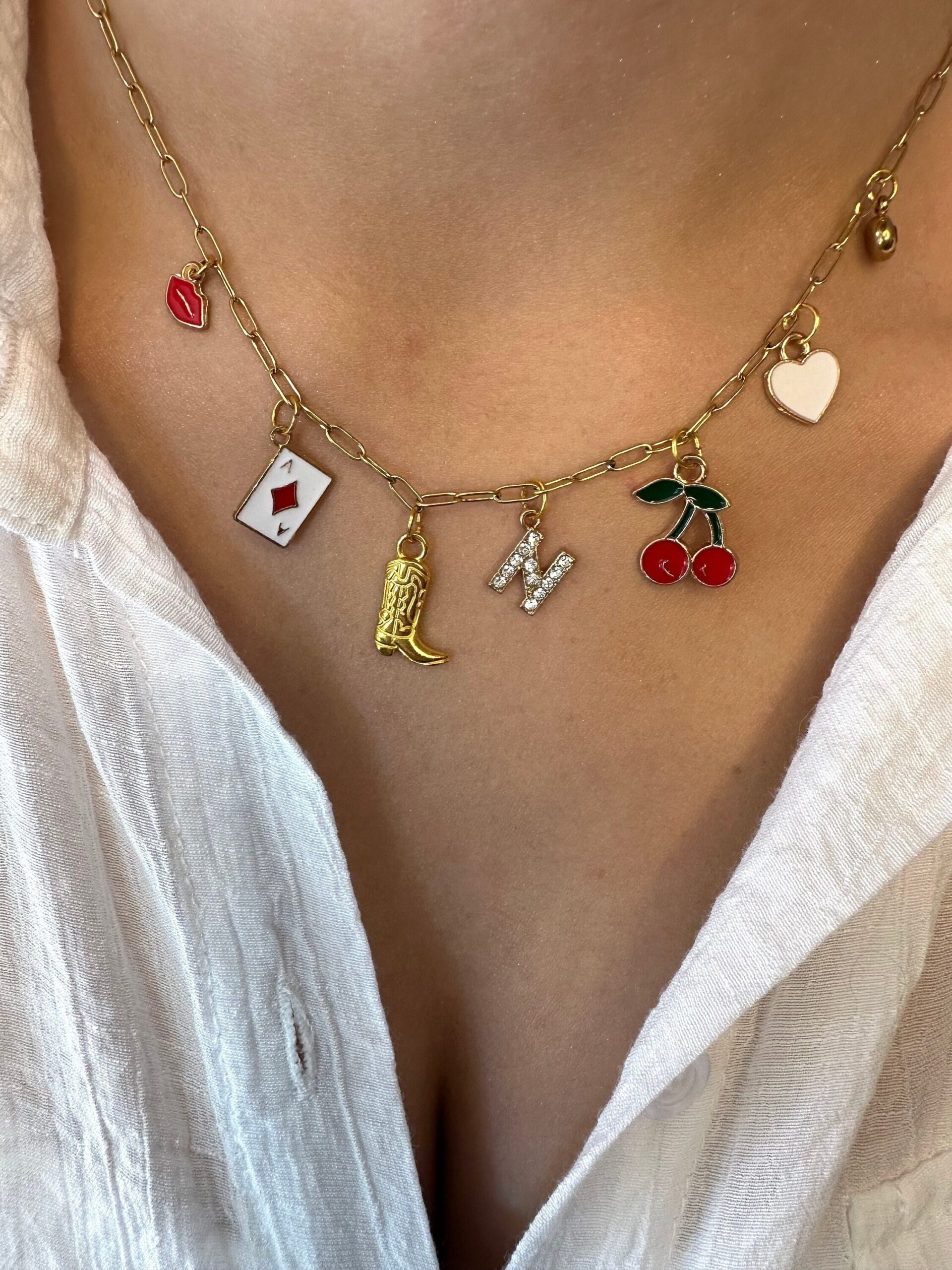 A relevant stock photo of charm necklace custom in a typical setting.