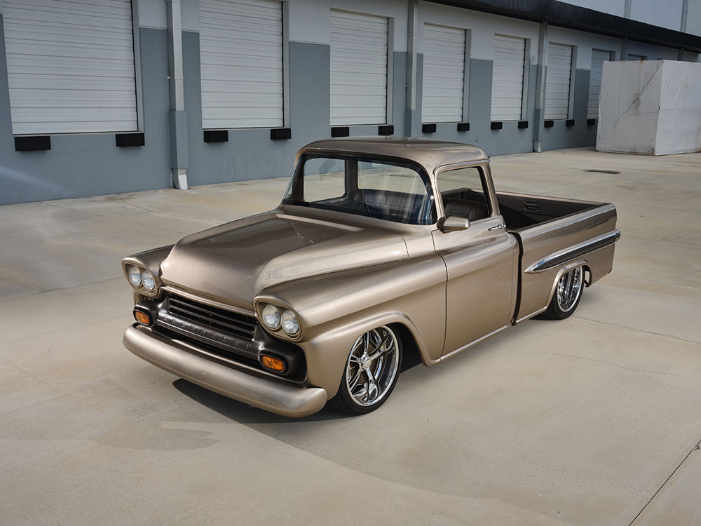 A relevant stock photo of chevy apache custom in a typical setting.