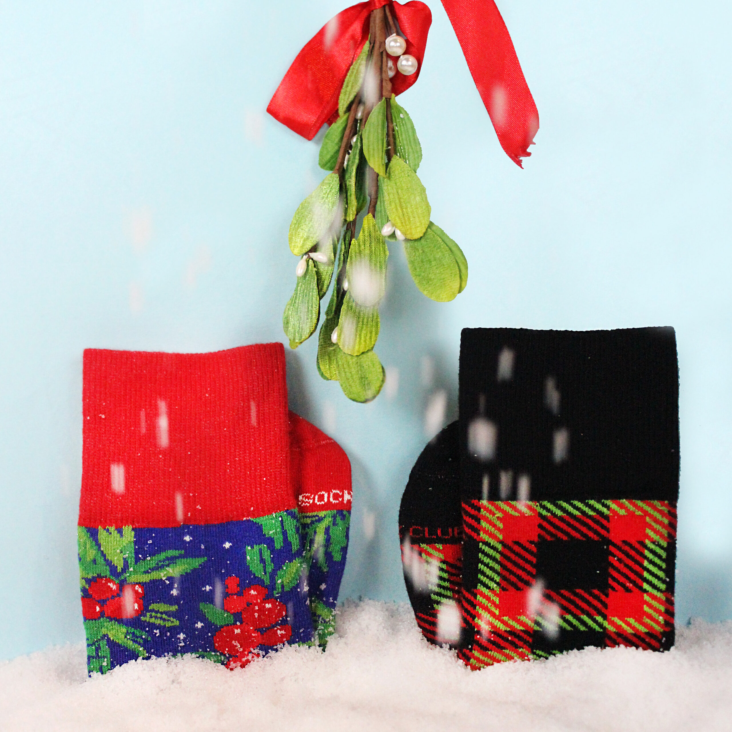 A relevant stock photo of christmas socks custom in a typical setting.
