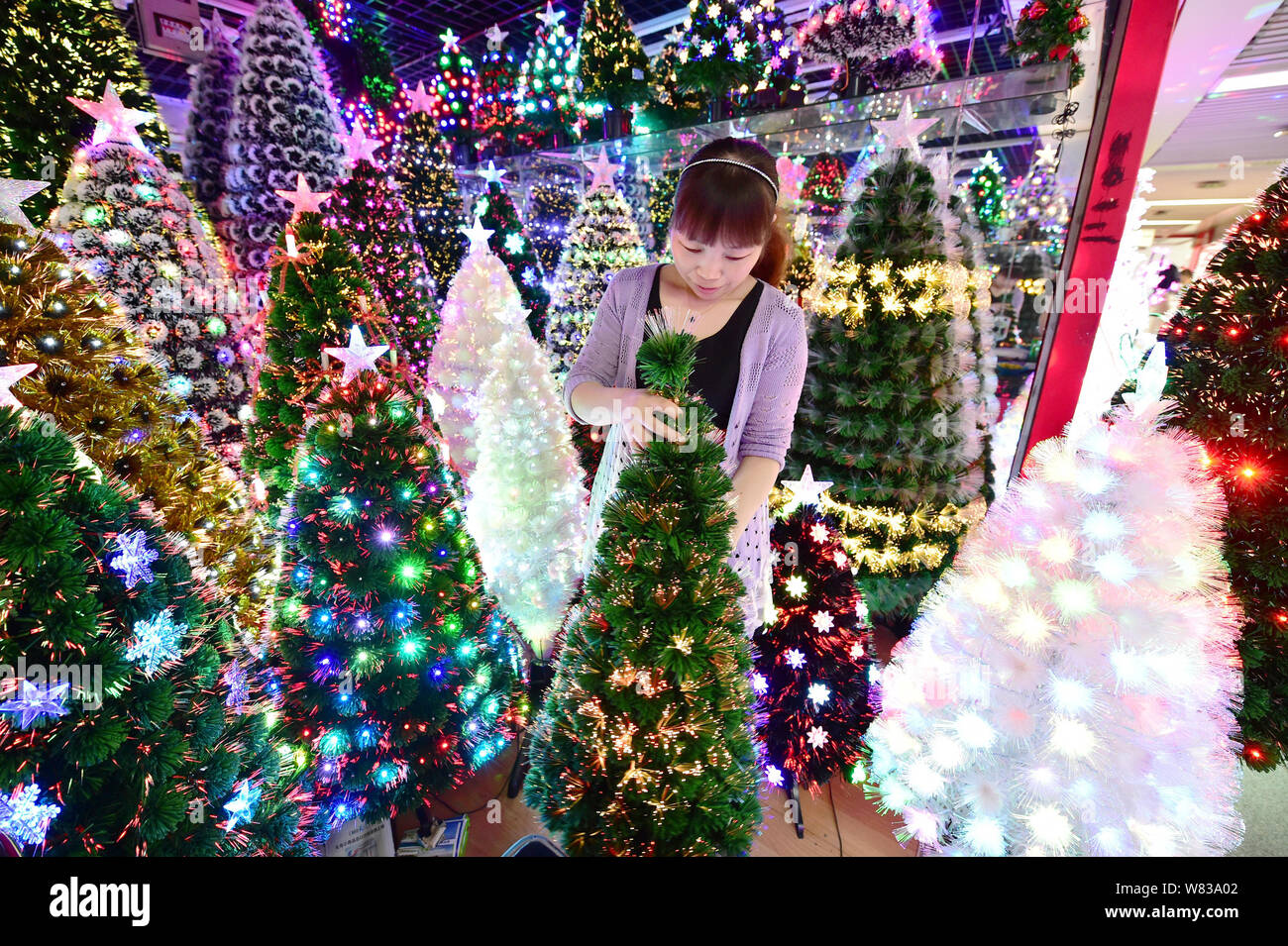 A relevant stock photo of christmas trees china in a typical setting.