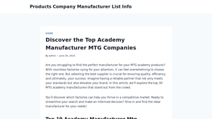 Discover the Top Academy Manufacturer MTG Companies - academy manufacturer